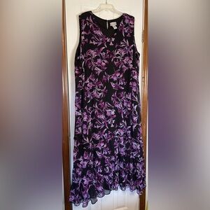 Catherine Sleeveless Tiered Maxi Dress Flared Hem Purple Black Size 3X (26/28W)